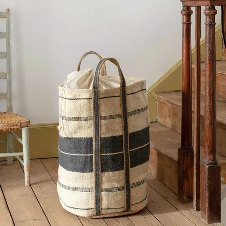 Denim Jute Laundry Basket