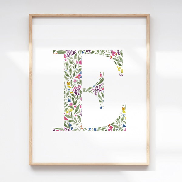 Watercolor Floral Summit Monogram Initial Art Print