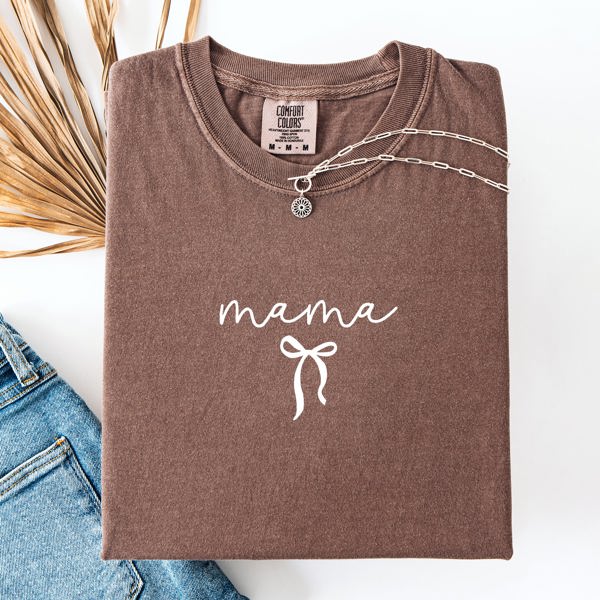 Mama Minimalist Ribbon Leopard Print With Checkered Accent Mother's Day Comfort Colors Tee
