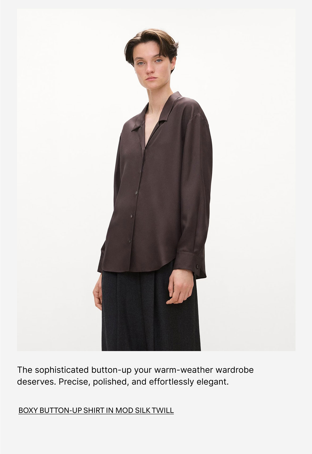 Boxy Button-Up Shirt in Mod Silk Twill