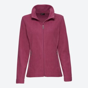 Fleecejacke, pink, Stehkragen, Reißverschluss, Taschen, Produktansicht, Vorderansicht