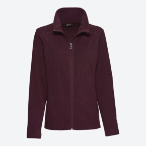 Fleecejacke, dunkelrot, Stehkragen, Reißverschluss, Produktansicht, Vorderansicht