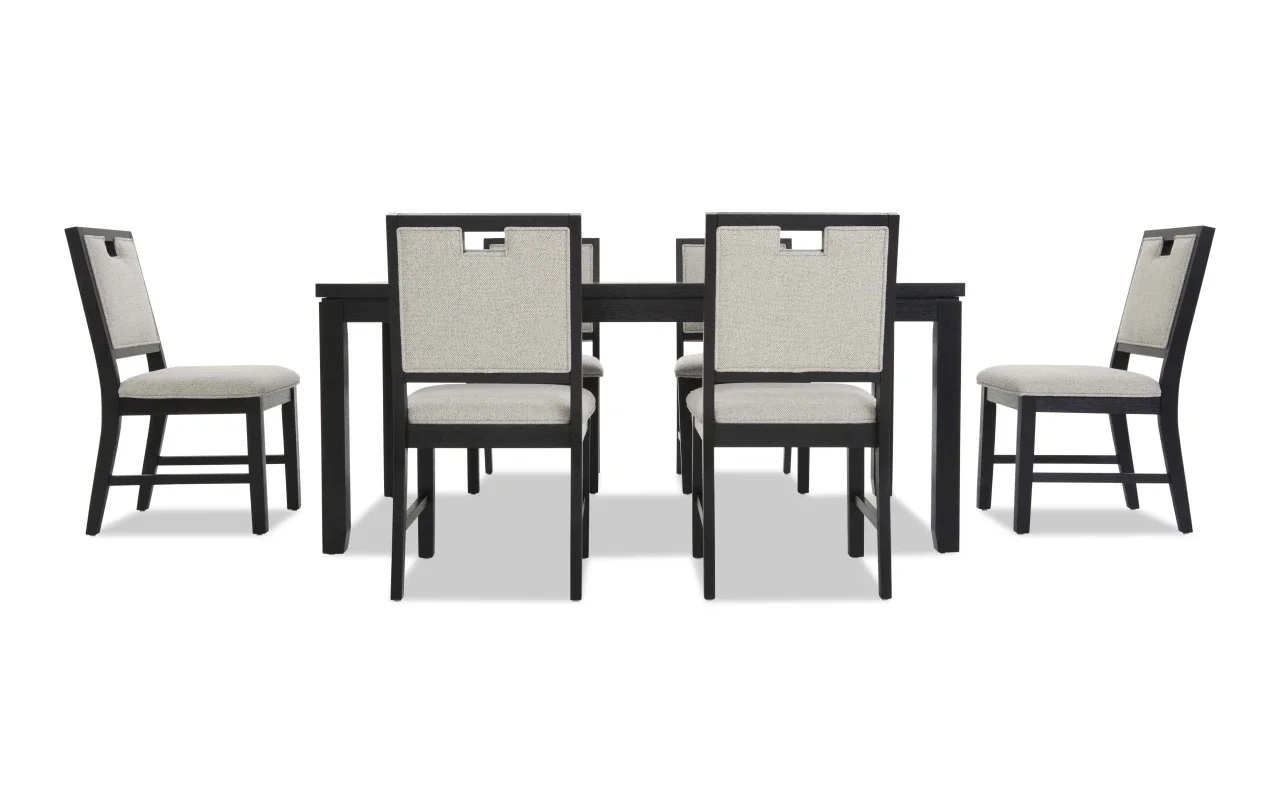 Brookline 7 Piece Black & White Upholstered Dining Set