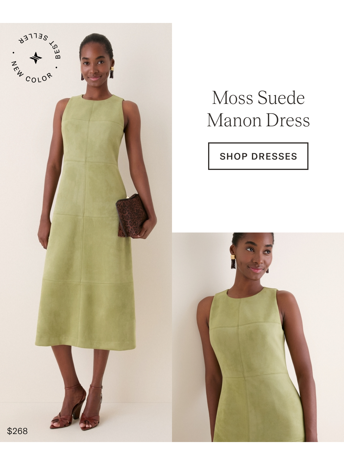 Moss Suede Manon Dress