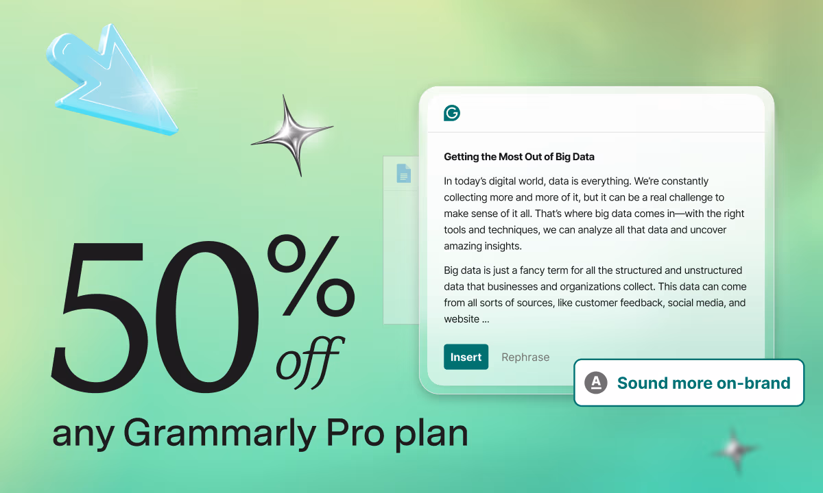 50% off Grammarly Pro Plan