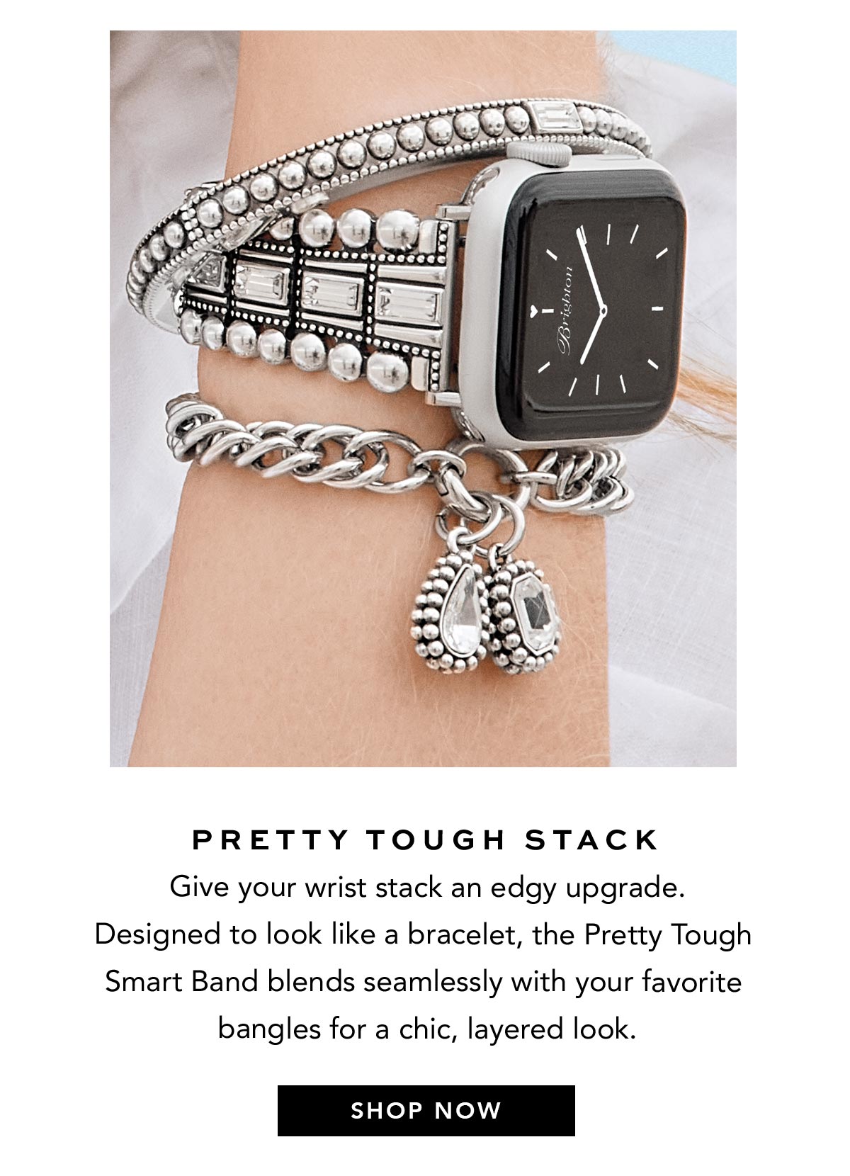 Pretty Tough Stack - Give your wrist stack an edgy upgrade. Designed to look like a bracelet, the Pretty Tough Smart Band blends seamlessly with your favorite bangles for a chic, layered look. - Shop Now