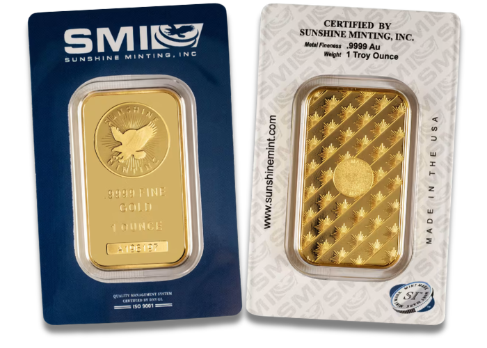 1 oz Sunshine Gold Bar (New w/ Assay, MintMark SI)