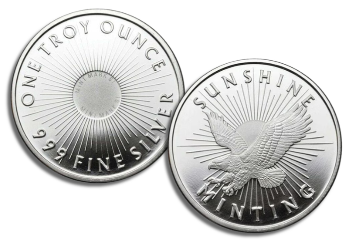 1 oz Sunshine Silver Round (New, MintMark SI)