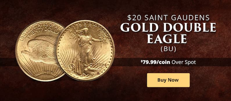 ON SALE: Pre-33 $20 Saint Gaudens Gold Double Eagle Coin (BU)