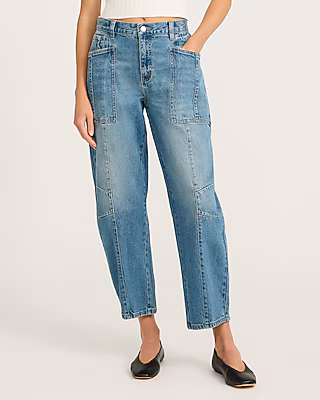 Low Slung Utility Barrel Ankle Medium Wash Jeans