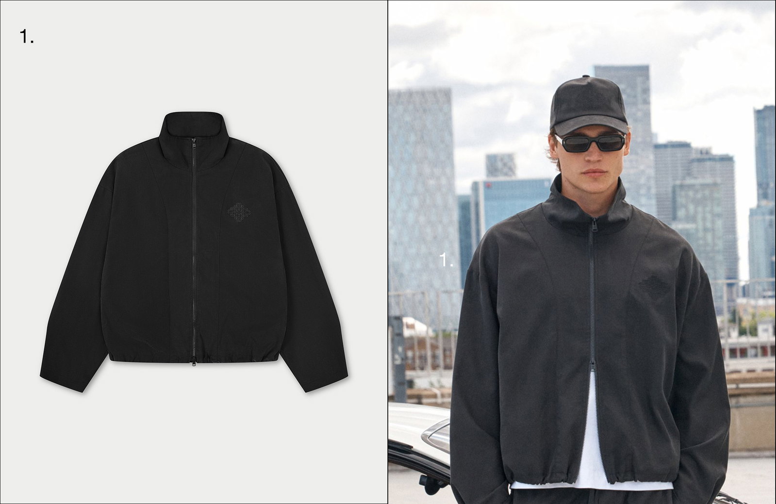 CUPRO FUNNEL NECK ZIP THROUGH