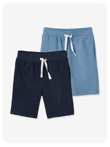 2er-Pack Jungen Sweat-Shorts BASIC, Bundweite verstellbar - nachtblau+blau