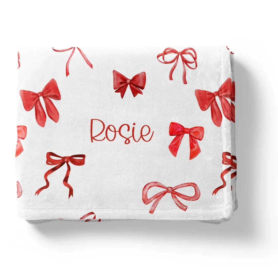 Image of Red Ribbons - Personalized Blanket