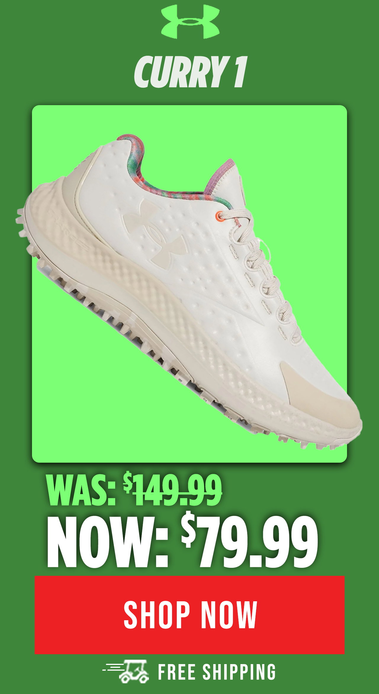 Under Armour Curry 1 Golf Shoes - Summit White/Sandstorm