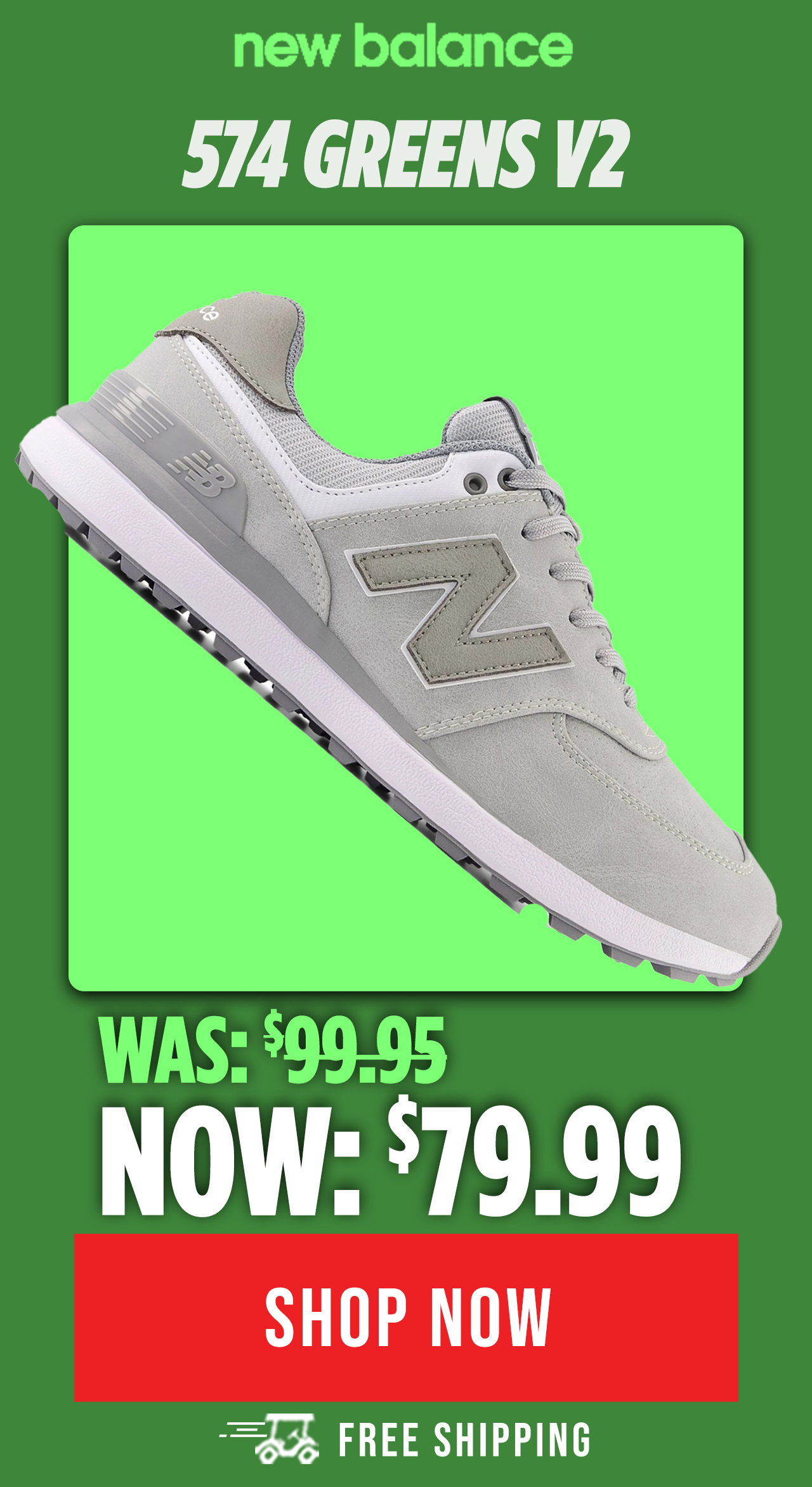 New Balance 574 Greens v2 Golf Shoes - Light Grey