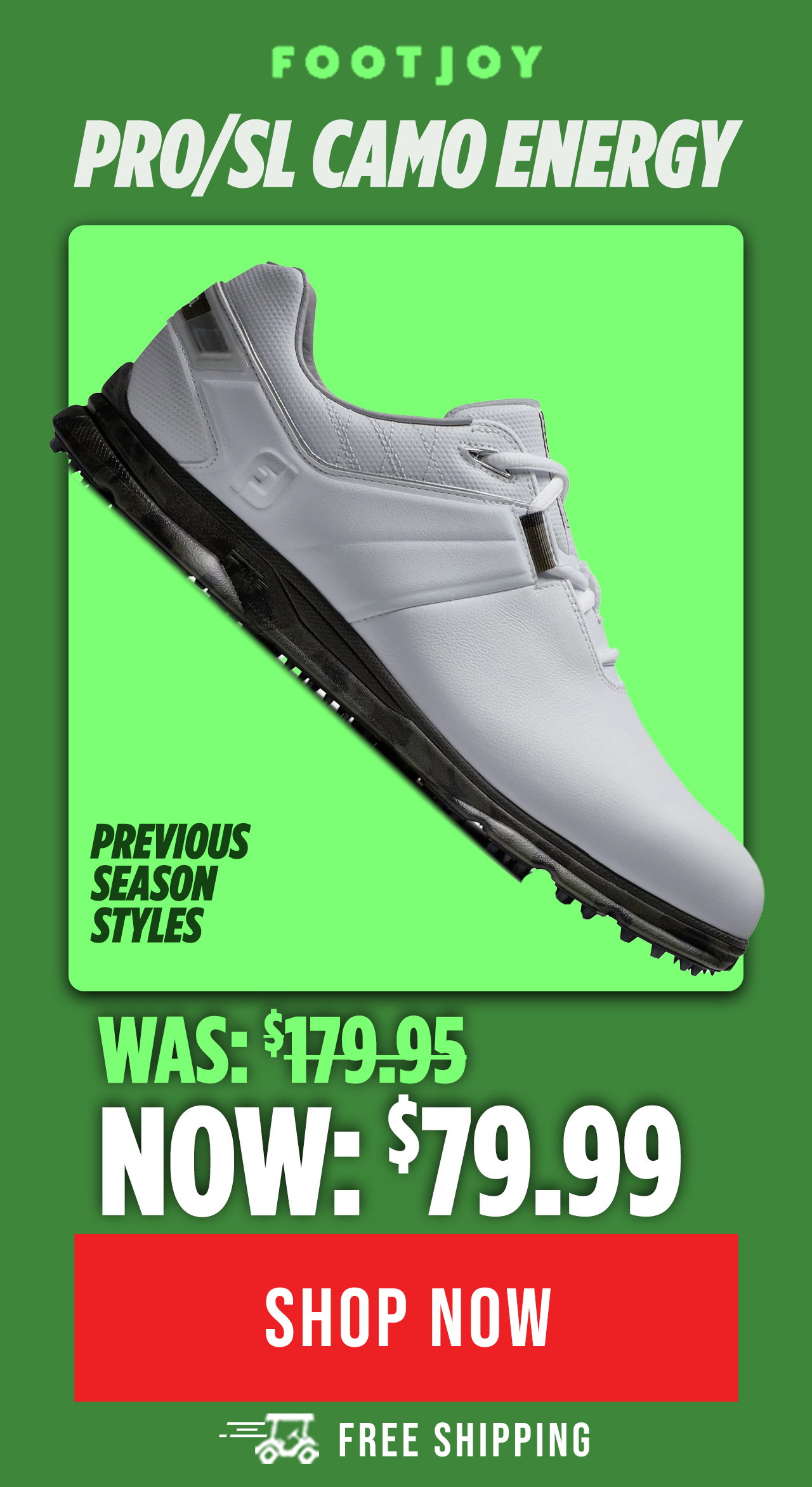FootJoy Pro/SL Camo Energy Golf Shoes - White/Camo 53069