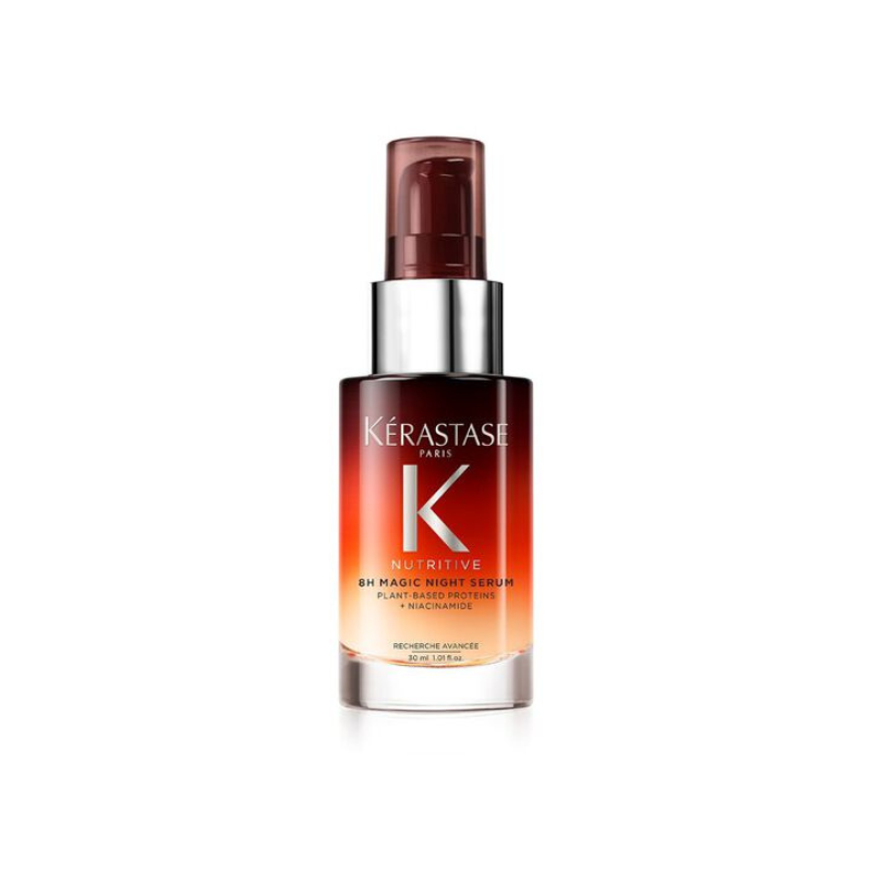  Flacone di siero notte Kérastase Nutritive 8H Magic Night Serum su sfondo bianco