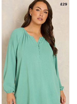 EVANS Curve Teal Green Balloon Sleeve Blouse