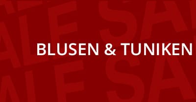 Ein roter Textbanner, führt direkt in die Kategoerien Blusen & Tuniken