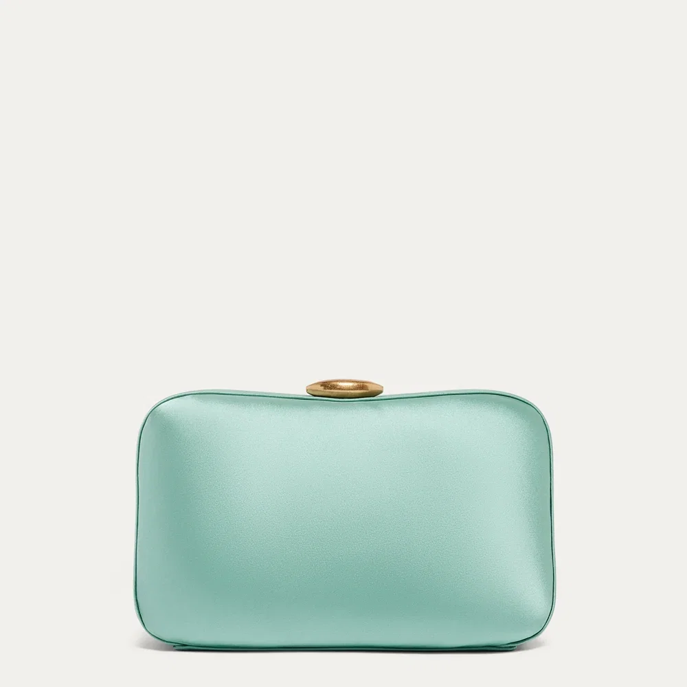 SEA FOAM BLUE SATIN HAYWORTH CLUTCH BAG
