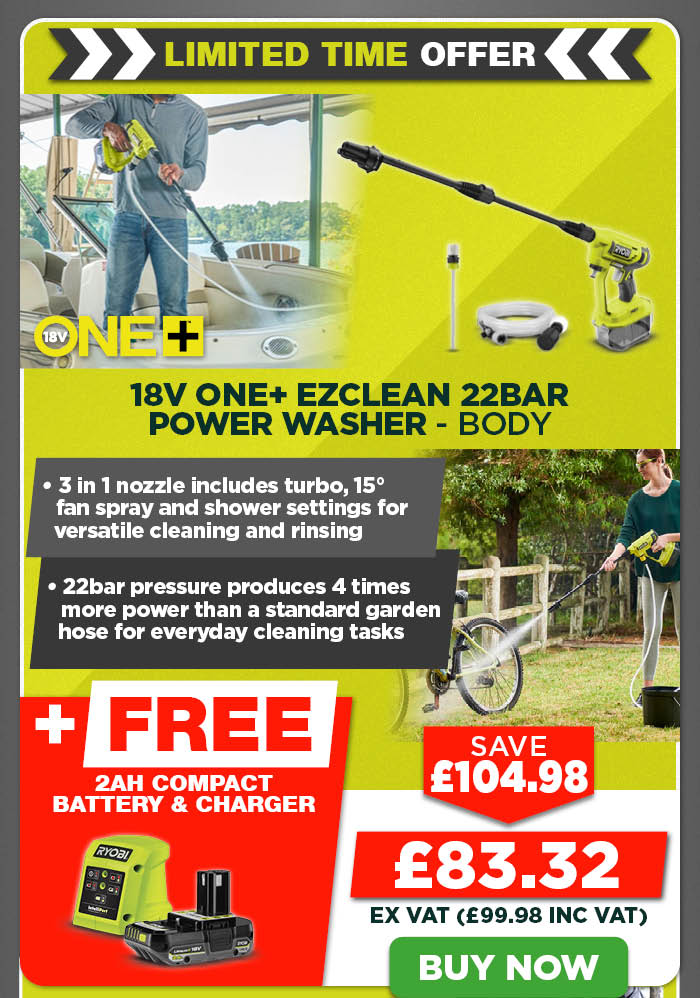 Ryobi RY18PW22A-0 18V ONE+ EZCLEAN 22bar Power Washer - Body