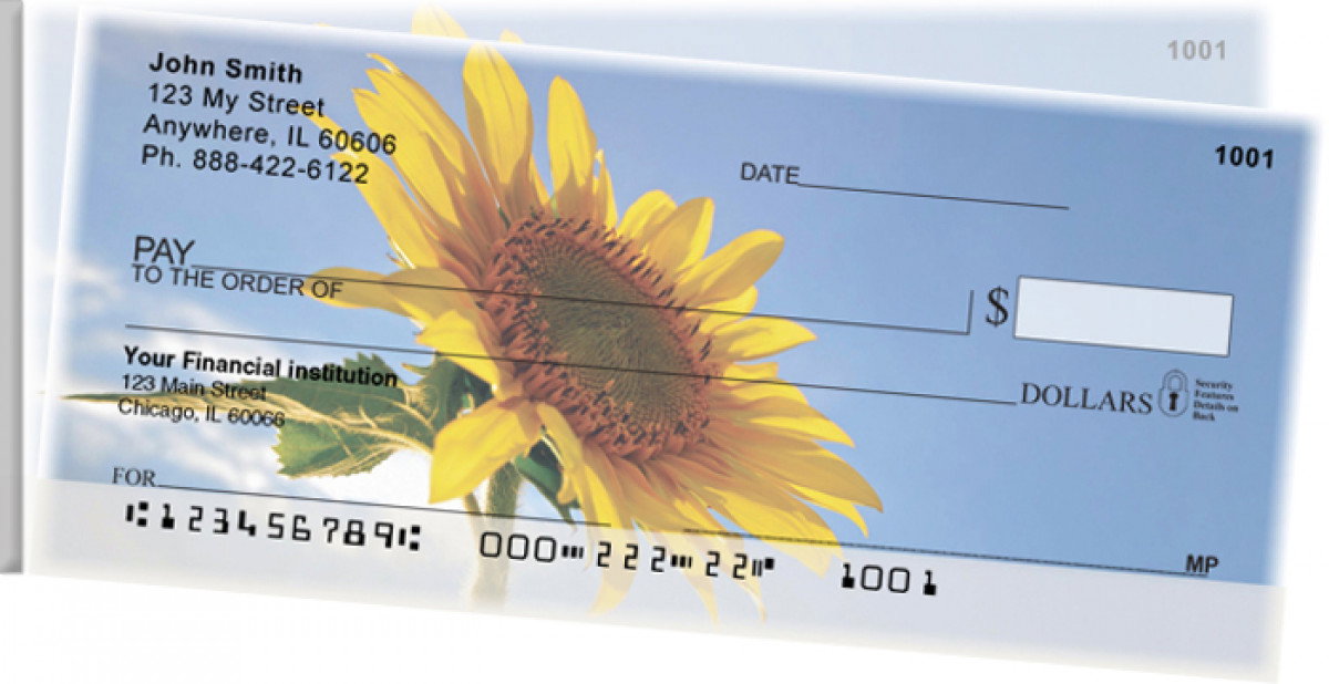 Image of Sunflowers Side Tear Personal Checks 