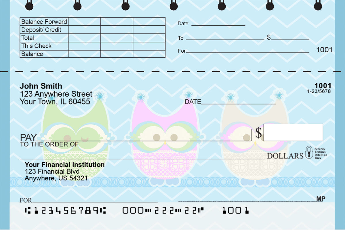 Image of Give a Hoot Top Stub Checks