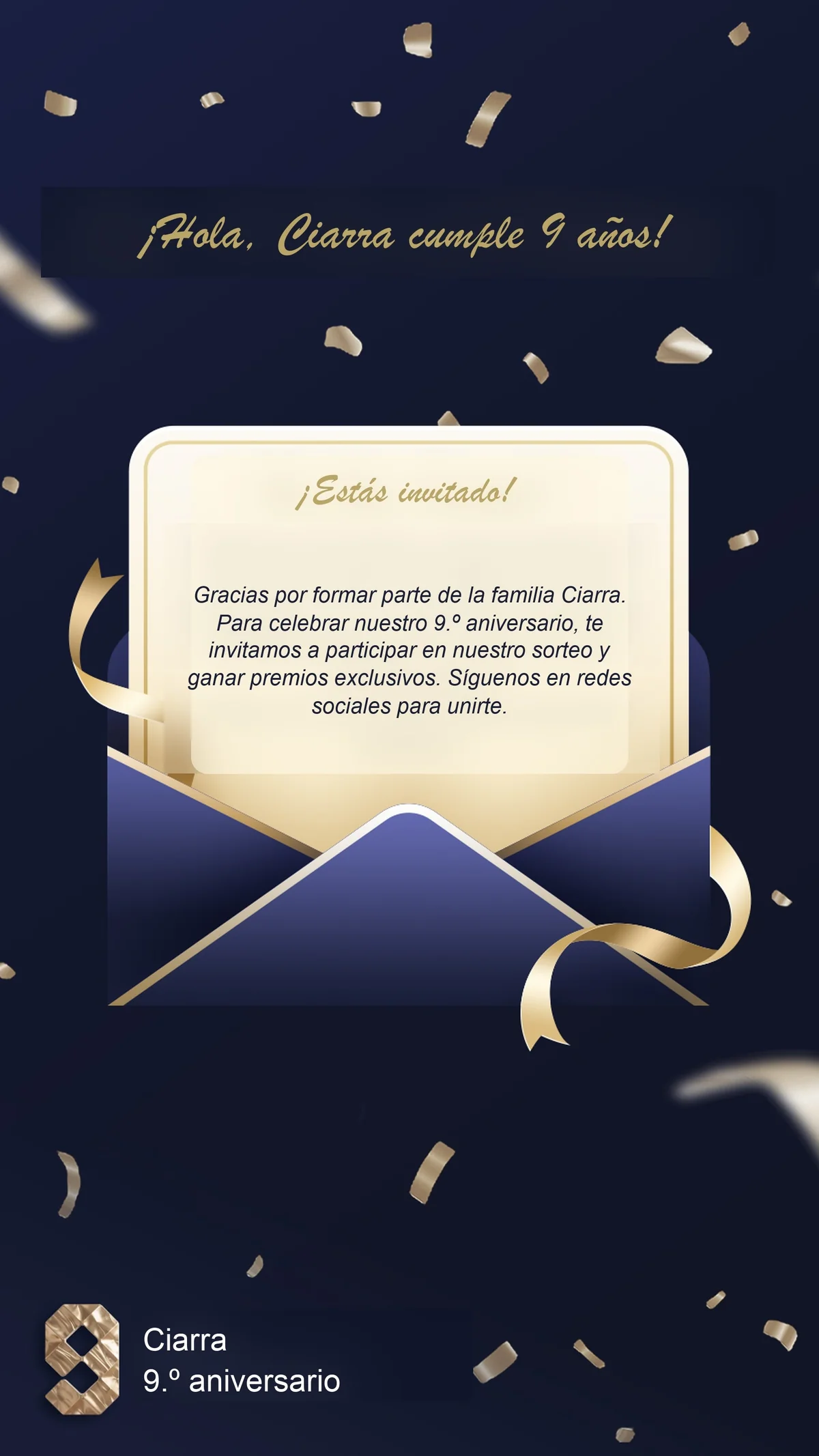 Celebramos 9 años con premios exclusivos para suscriptores y un gran sorteo en redes sociales. ¡Únete al evento y gana grandes premios!