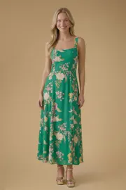 Bustier Printed Viscose Midaxi Dress