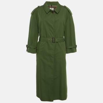 Green Gabardine Trench Coat L