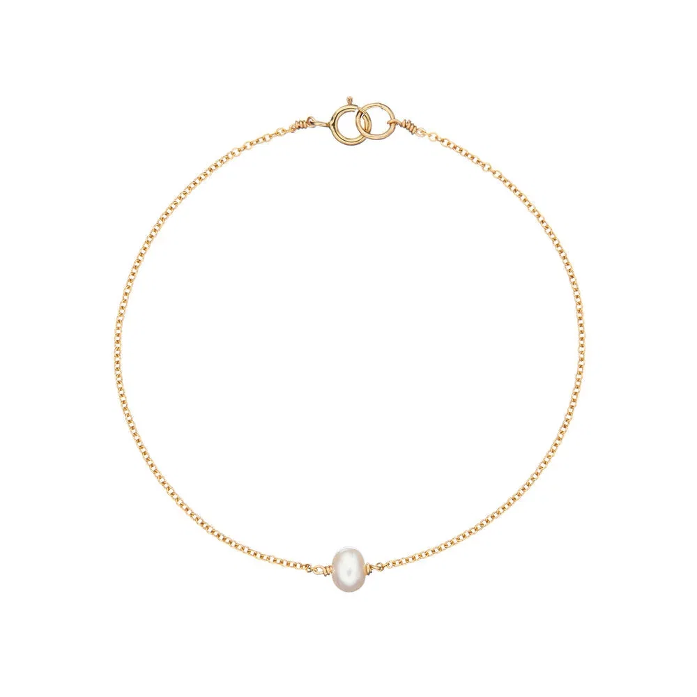 Image of Gold Single Pearl Bracelet