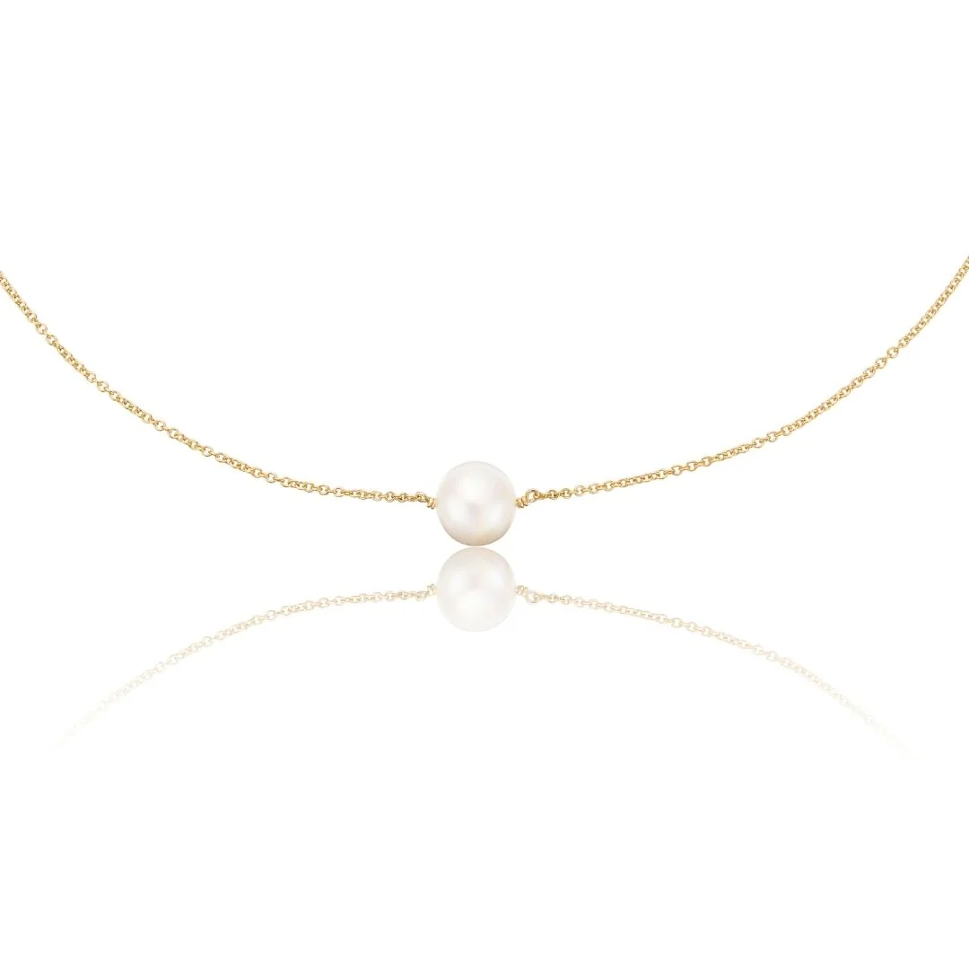 Image of Gold Medium Single Pearl Choker
