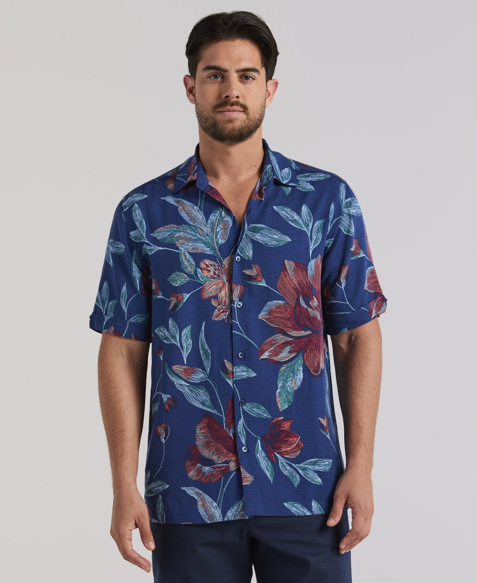 Image of Pointilism Floral Print Shirt
