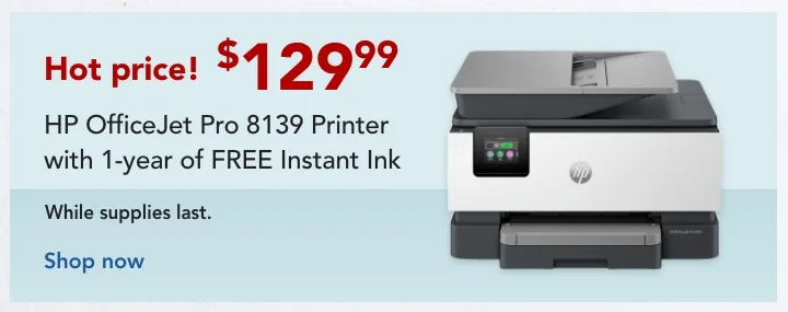 save $110 on hp officejet pro printers