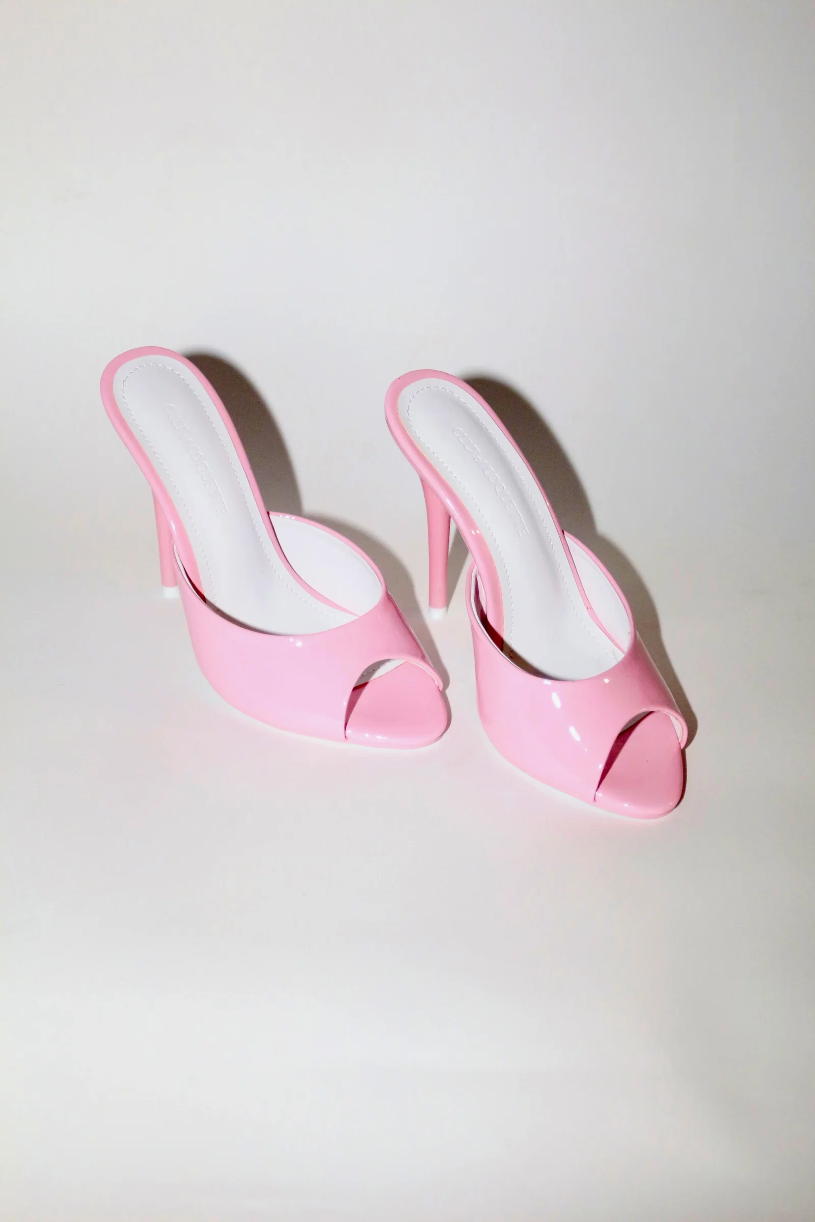 Image of Ford Pink Patent Vegan Leather Open Toe Mules