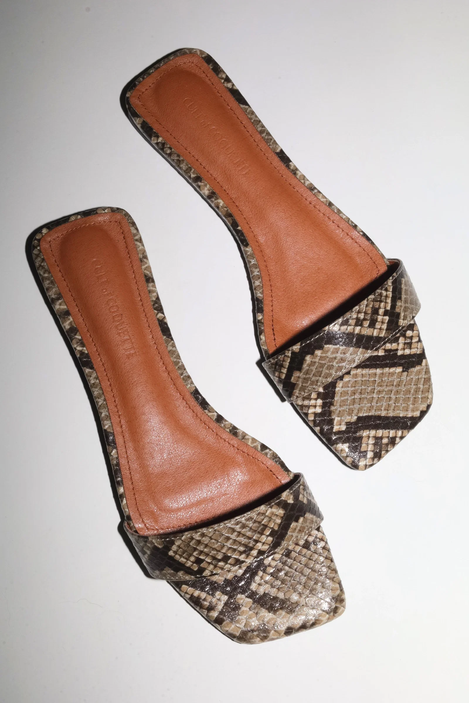 Image of Elle Beige Snake Flat Slide