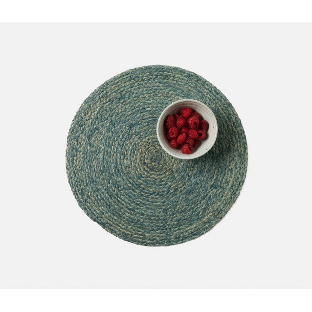 Zoey Teal, Round Placemat, Raffia, Pack of 4
