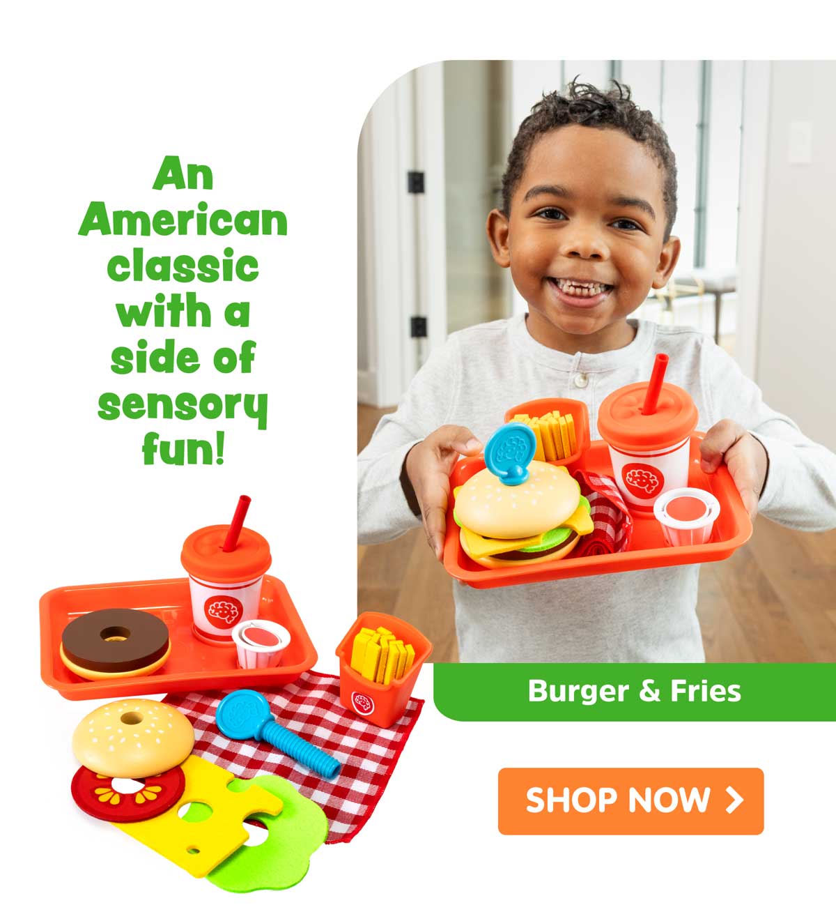 An American Classic with a side of Sensory Fun! Pretendables Burger & Fries - Shop Now