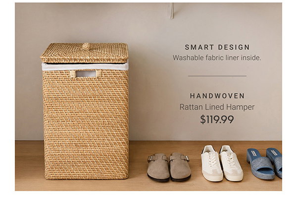 Smart Design: Washable fabric liner inside - Rattan Lined Hamper