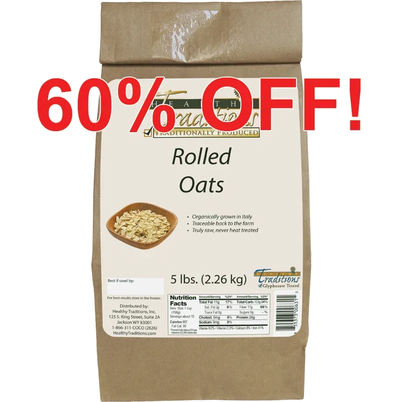 Image of Raw Whole Grain Rolled Oats - 5 lb. bag