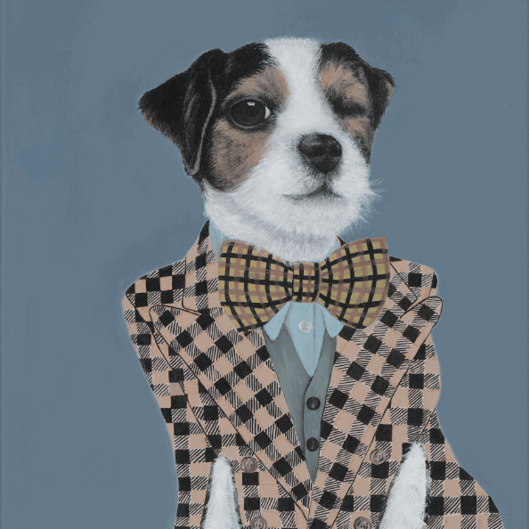 Painting dog in bowtie