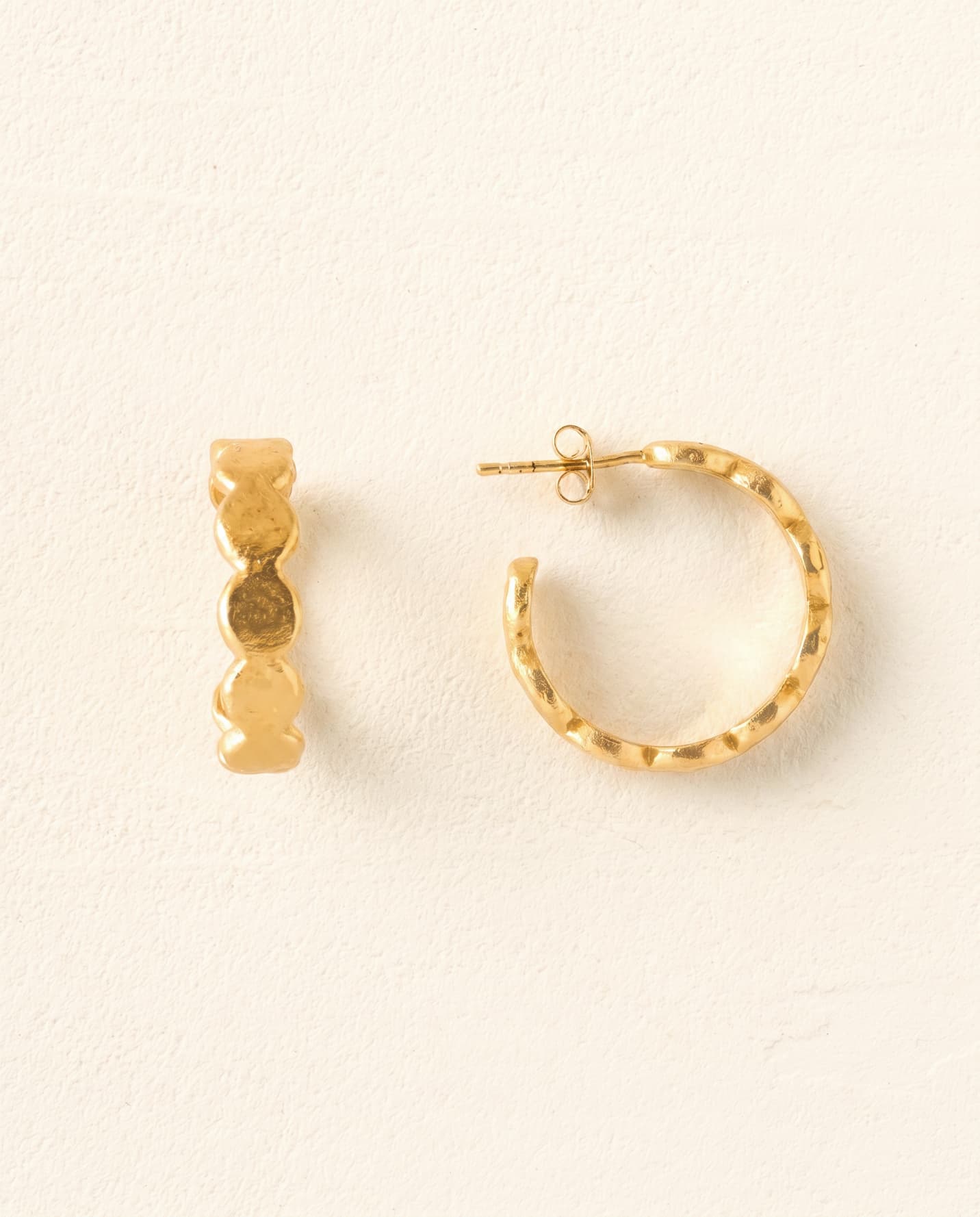 Francesca earrings: small textured gold hoop earrings