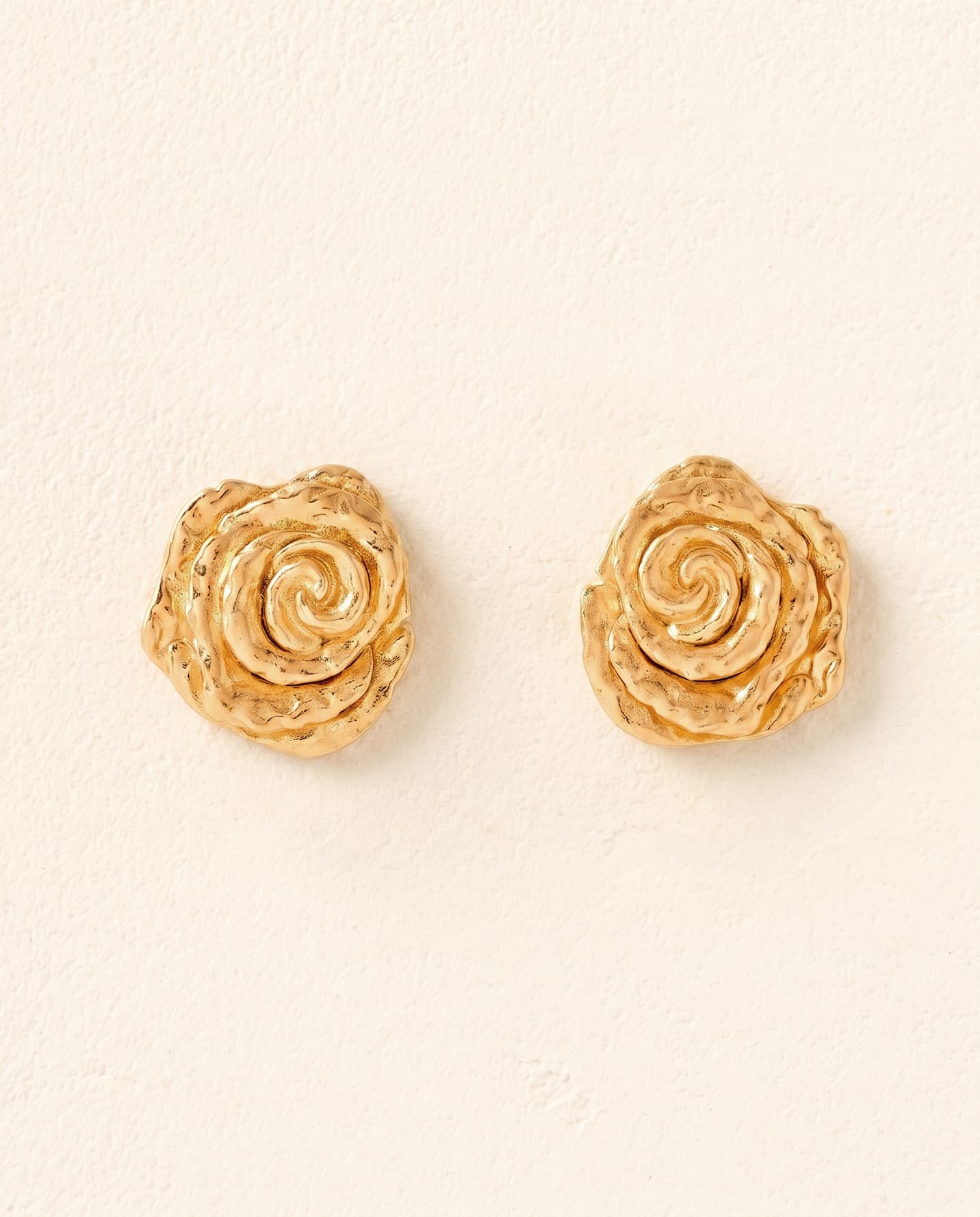 Rosie earrings: sculptural gold rose stud earrings