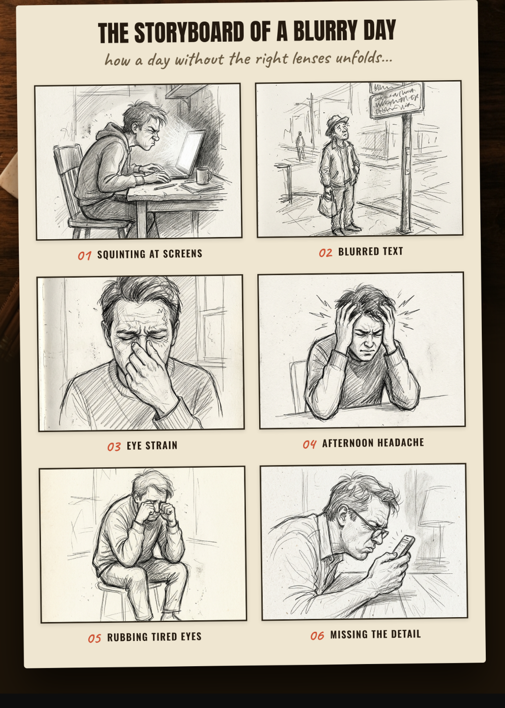 storyboard of a blurry day