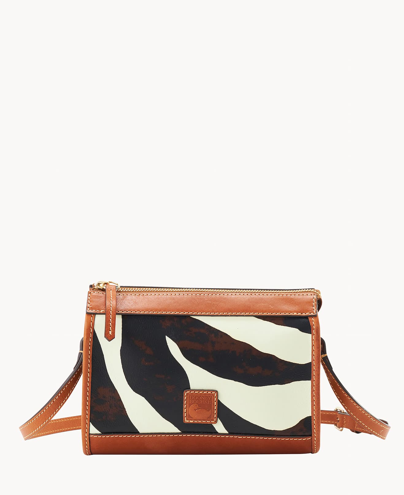 Zebra Leather Zip Crossbody