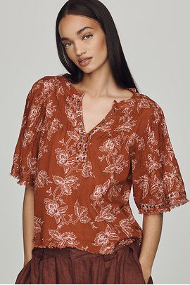 Trina Pintuck Short-Sleeve Swing Top