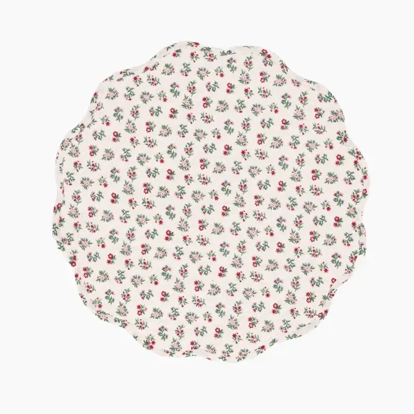 Image of Mildred Floral Cream Round Scalloped Placemat