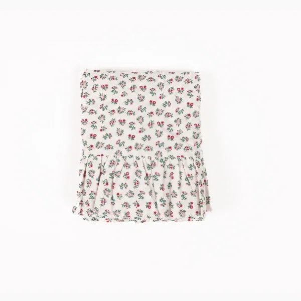 Image of Mildred Floral Cream 120" Round Ruffled Tablecloth