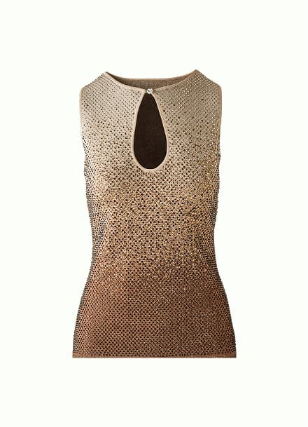 Rhinestone Ombre Keyhole Sleeveless Sweater Top