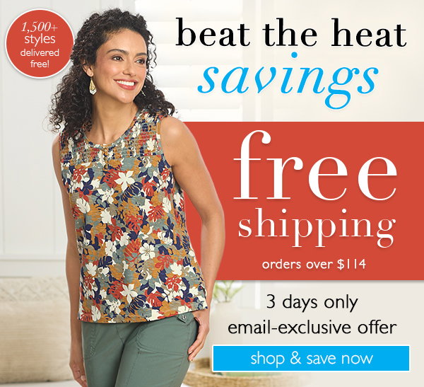 An image promoting free shipping storewide at Northstyle during the 3-day beat the heat savings event!